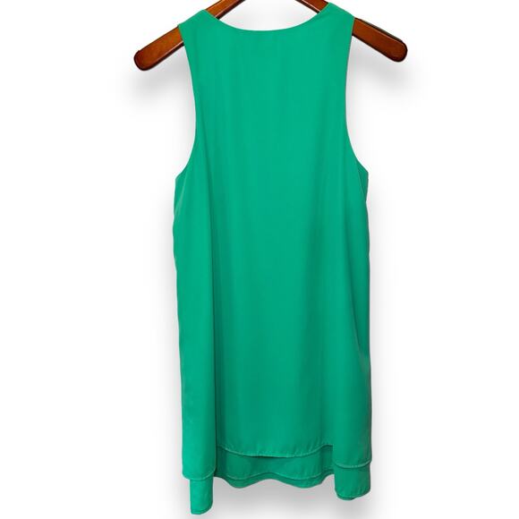 Everly Ruffle Double Hem Shift Dress Size Medium Peacock Teal Green Flowy - Picture 2 of 5